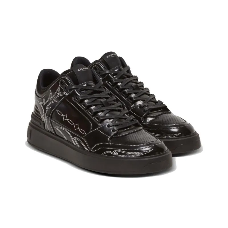 BALMAIN B Court Mid top Patent leather Sneakers-2