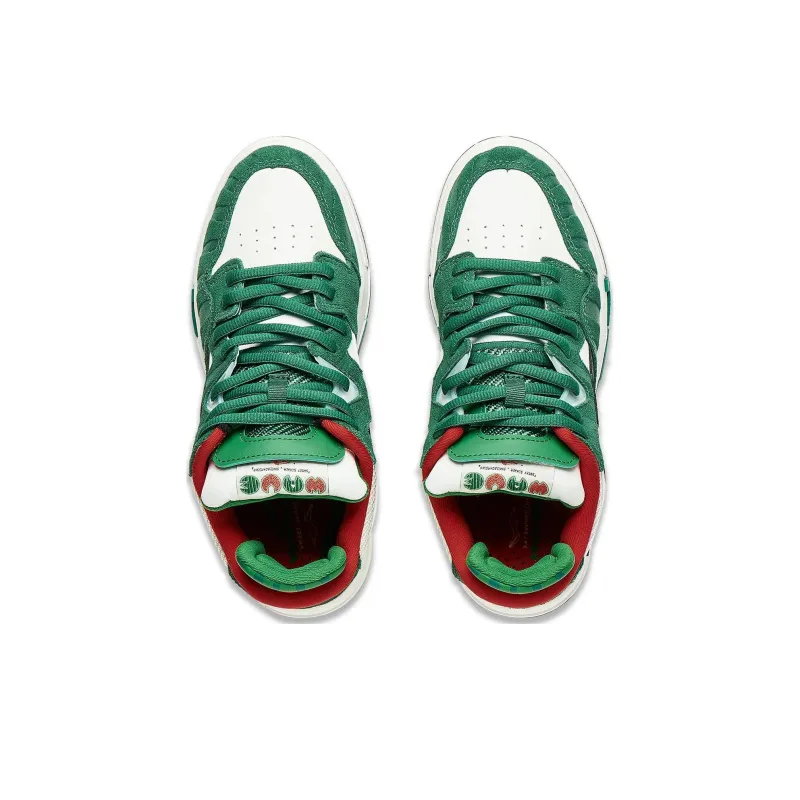 LiNing Wave Pro Anti Slip Wear Resistant Low Top Skateboard Shoes Women's Green Black Red-4