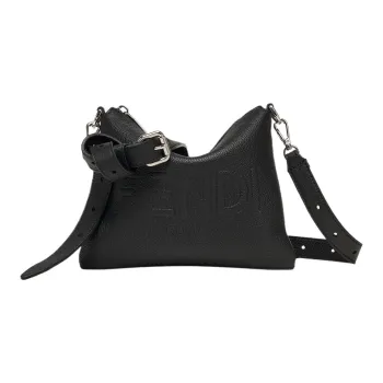 FENDI ROMA Calfskin Cell Phone Pouch Men's Black