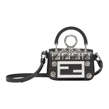 FENDI Baguette Viscose Crossbody Handbags Extra Mini Women's Black