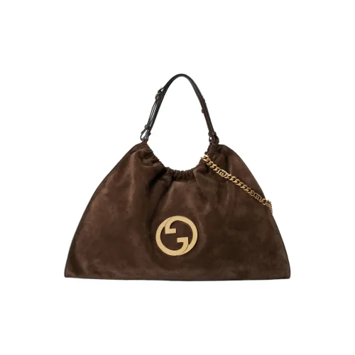 GUCCI Blondie Suede Tote Bag Shopping Bag Handbag Large Size Women's Brown