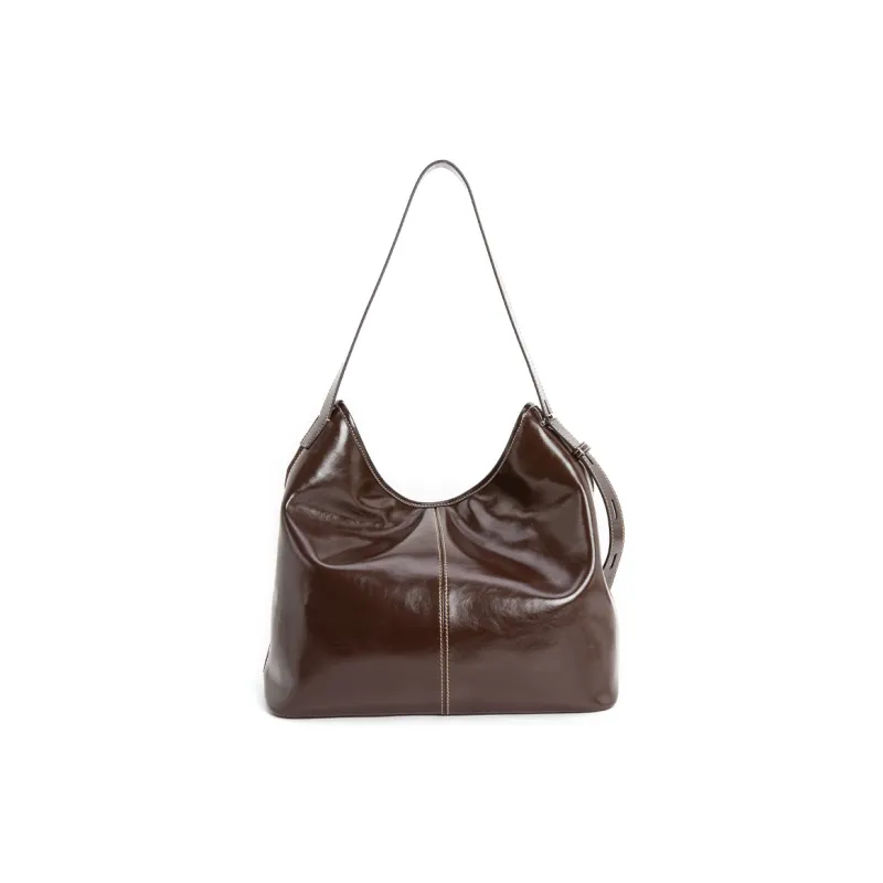 VENOF Genuine Cow Leather Commute Tote Shoulder Bag Women's Natural Brown/Lazy Coffee Brown/Shelle Green-14