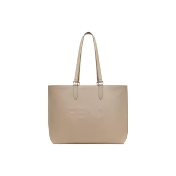 FENDI ROMA Calfskin Tote Bag Shopping Bag Handbag Regular Men's Beige