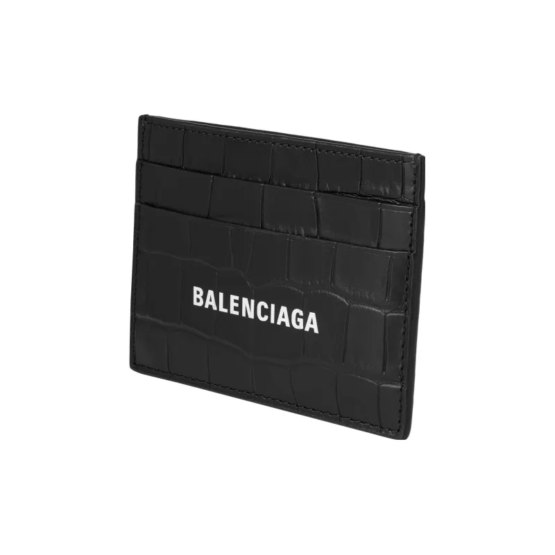 Balenciaga Cash Card Holder Crocodile Embossed Black-1