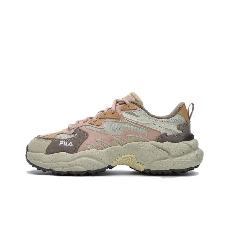 FILA Fern Anti-Slip Wear-Resistant Low-Top Casual Shoes Women's Yellow Brown Pink-0