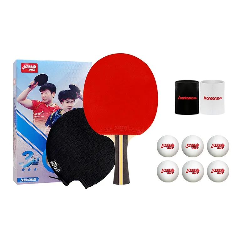 DHS Ping Pong Paddles Unisex Double Sided Inverted Rubber Wooden Black Red-10