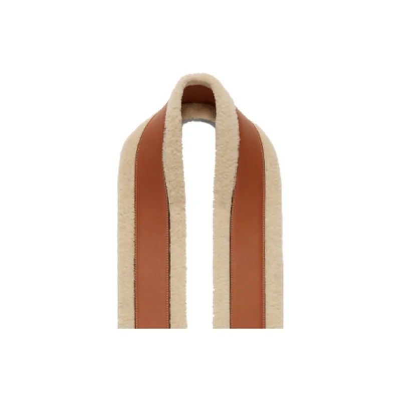 CELINE Shearling And Cow Leather Bag Strap Women's Natural Beige & Tan-4