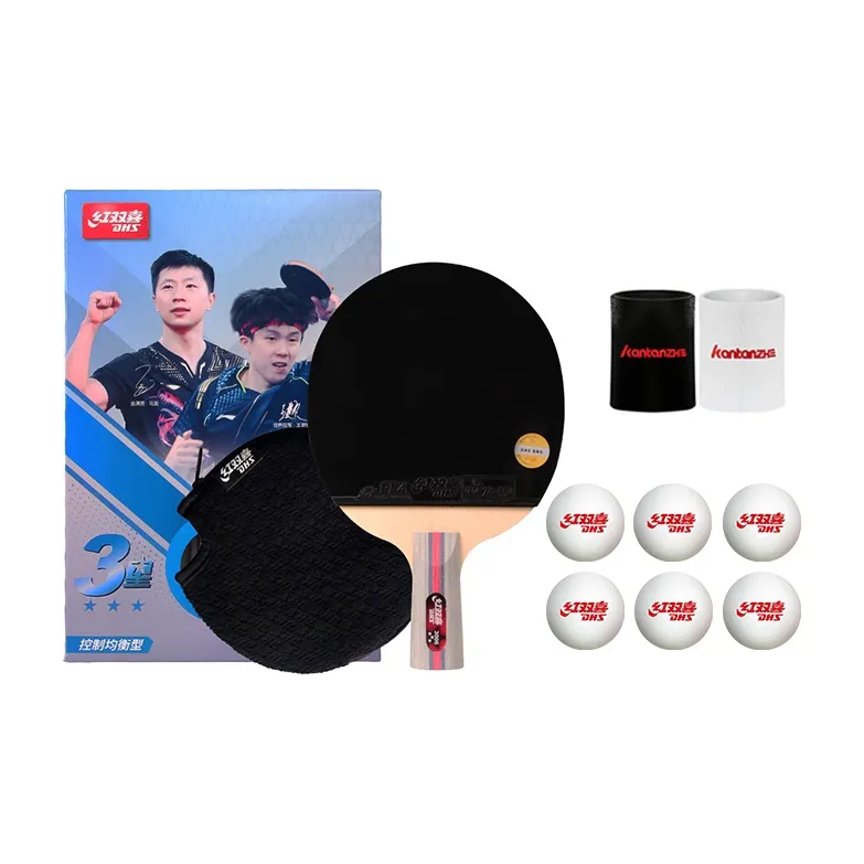 DHS Ping Pong Paddles Unisex Double Sided Inverted Rubber Wooden Black Red-12