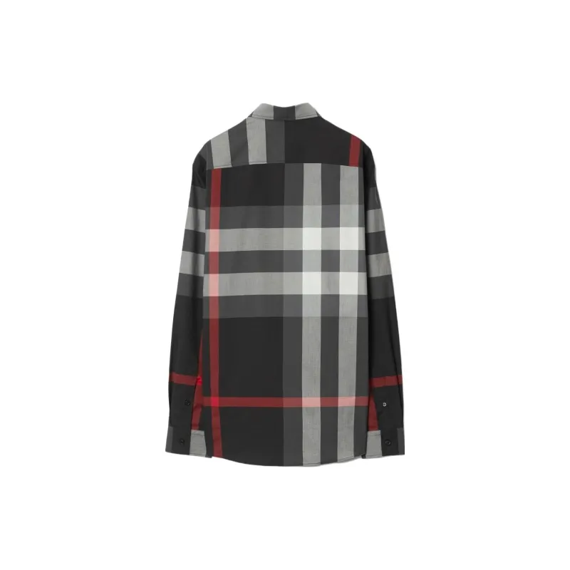 Burberry Check Cotton Shirt Men's Charcoal-1