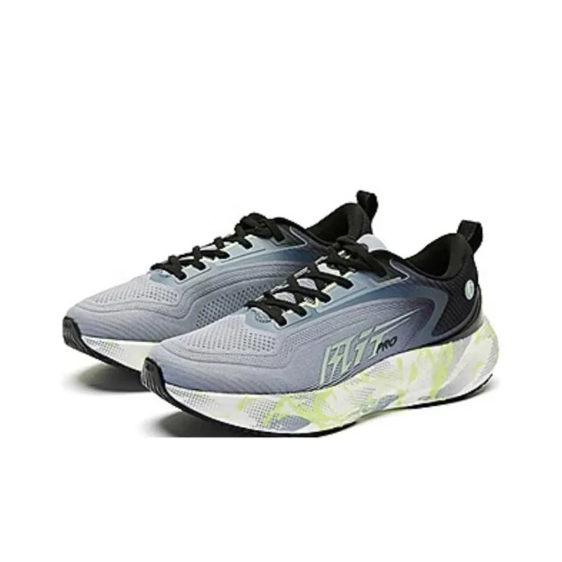 QIAODAN BOOM PRO Cushioning Wear Resistant Low Top Running Shoes Men's Gray Black-2