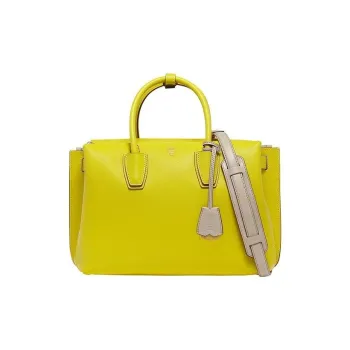 MCM Natural Leather Shoulder Bag Crossbody Bag Handbag Medium Size Women's Yellow