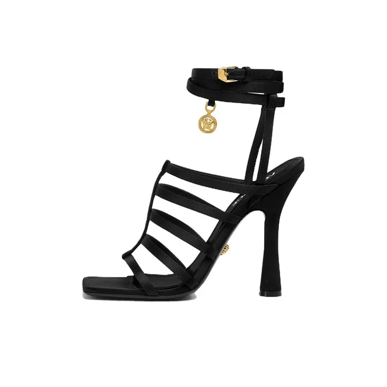 VERSACE Lycia 110mm Satin Sandals-0