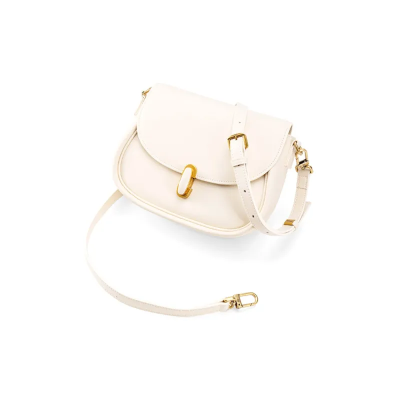 HONGU Split Cow Leather And Synthetic Leather Saddle Bags One Shoulder Handbags Regular Women's-2