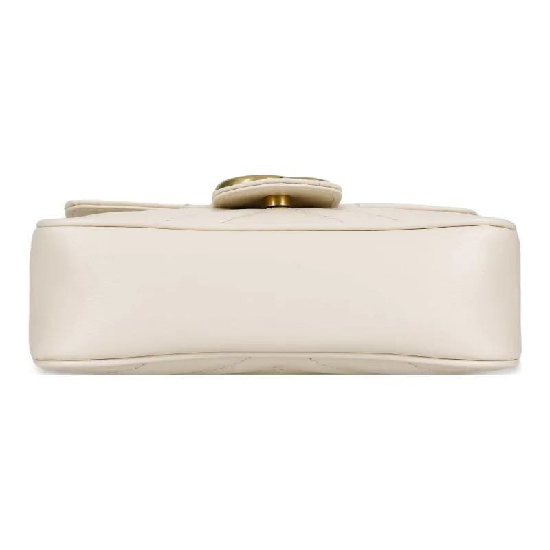 GUCCI GG Marmont Leather Crossbody Bag, Shoulder Bag Extra Mini Women's White-3