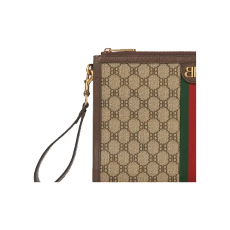 Balenciaga GUCCI Collaboration Cow Leather Wristband Clutch Women's Ebony-4