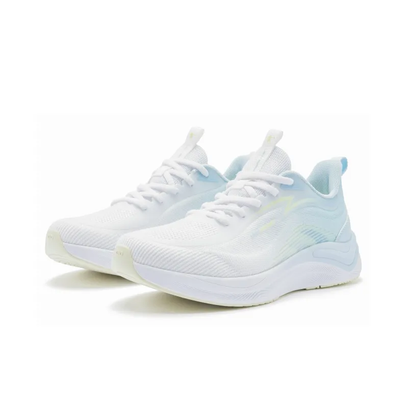 QIAODAN Cushioning Wear Resistant Low Top Super Light Q COZY SOFT Sprint Running Shoes Women's White Blue-2
