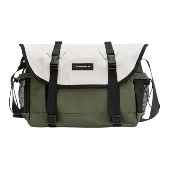 SEM/R Permanent Collaboration Nylon Messenger Bag, Shoulder Bag Unisex White Green Tone/Ecru/Black