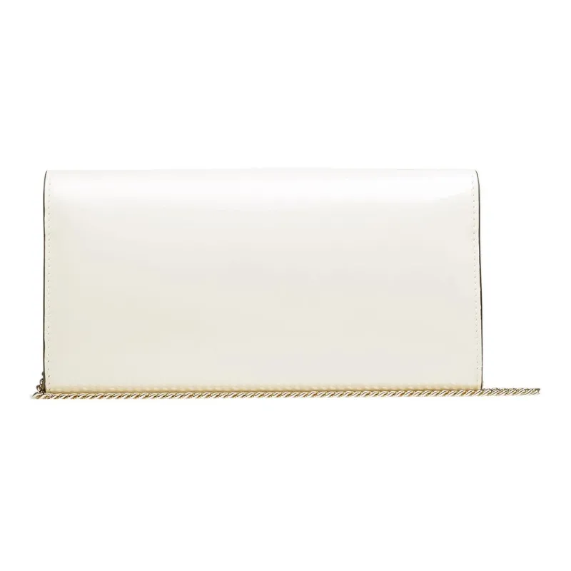 Jimmy Choo Patent Leather One Shoulder Crossbody Clutch Women's Latte & Light Gold-3