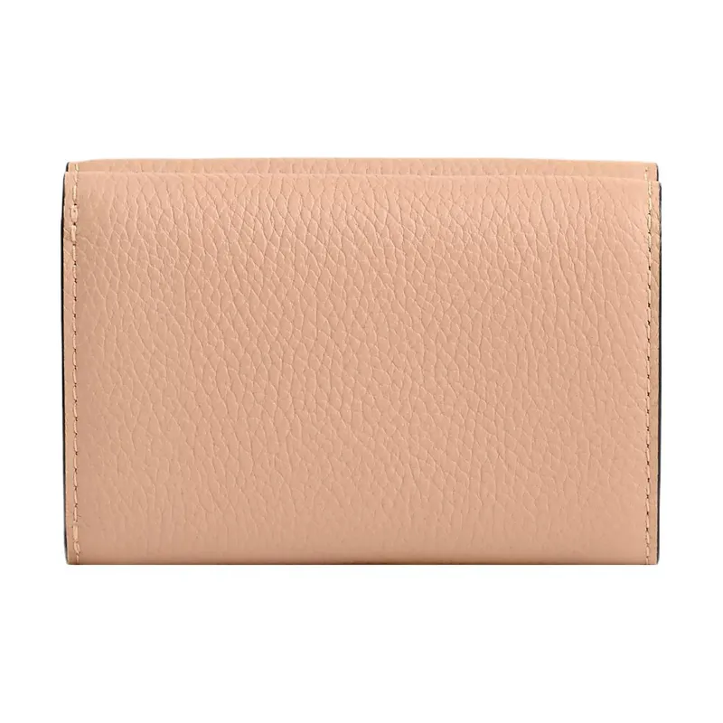 COACH Trifold Wallet Pebble Leather Coin Purse Wallet Mini Women's Silver & Light Yellow-1
