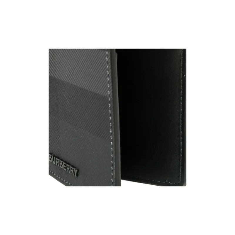 Burberry TPU Thermoplastic Polyurethane Fiber Blended Cotton Wallet Men's Gray & Black-4