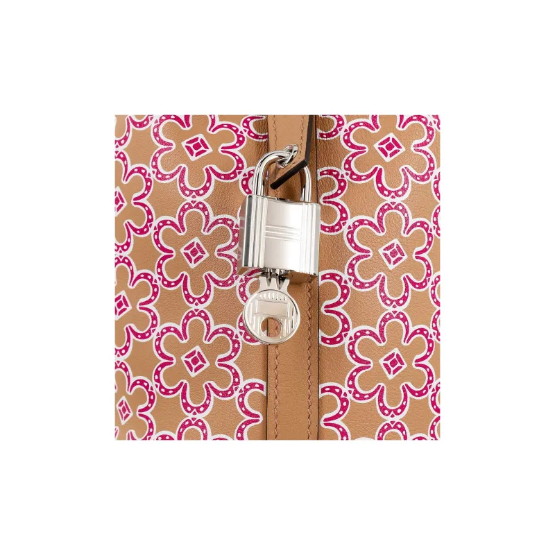HERMES Picotin Lock Swift Calfskin Basket Bag, Bucket Bag, Handbag 14 Women's Tea Brown/Rose Pink/White-7