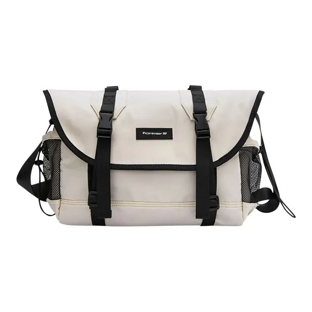 SEM/R Permanent Collaboration Nylon Messenger Bag, Shoulder Bag Unisex White Green Tone/Ecru/Black-0