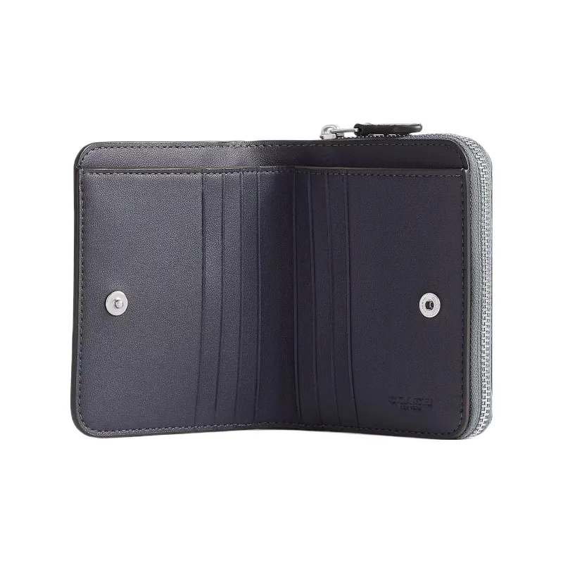 COACH Billfold Wallet Leather Coin Purse Wallet Regular Women's Silver & Gray Blue-2