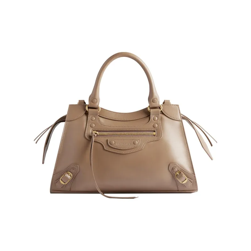 Balenciaga Neo Classic Soft Smooth Cow Leather Shoulder Bag Crossbody Bag Handbag Small Size Women's Light Brown-0