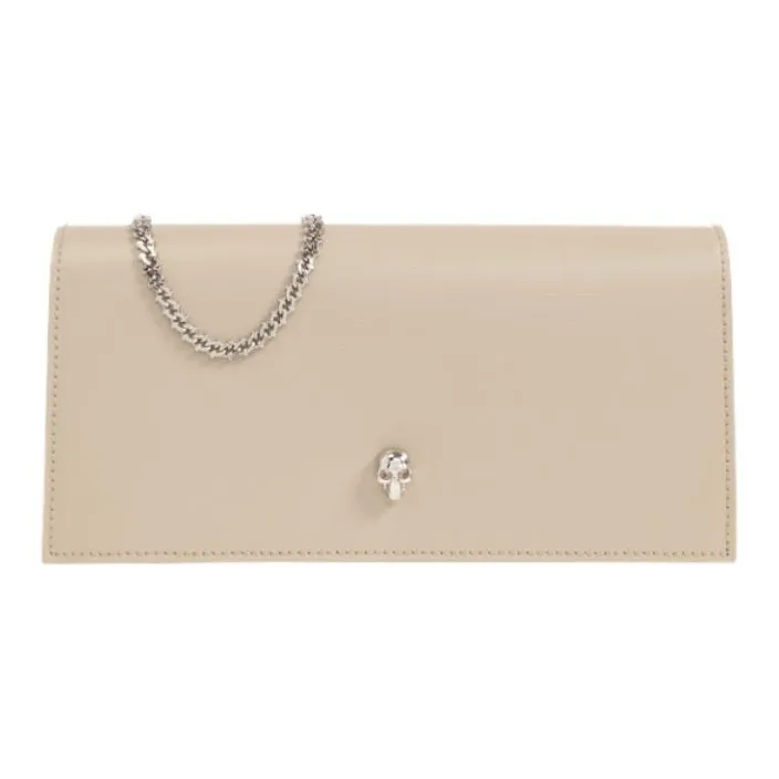 Alexander McQueen Calfskin Shoulder Bag, Crossbody Bag, Wallet Women's Beige-0
