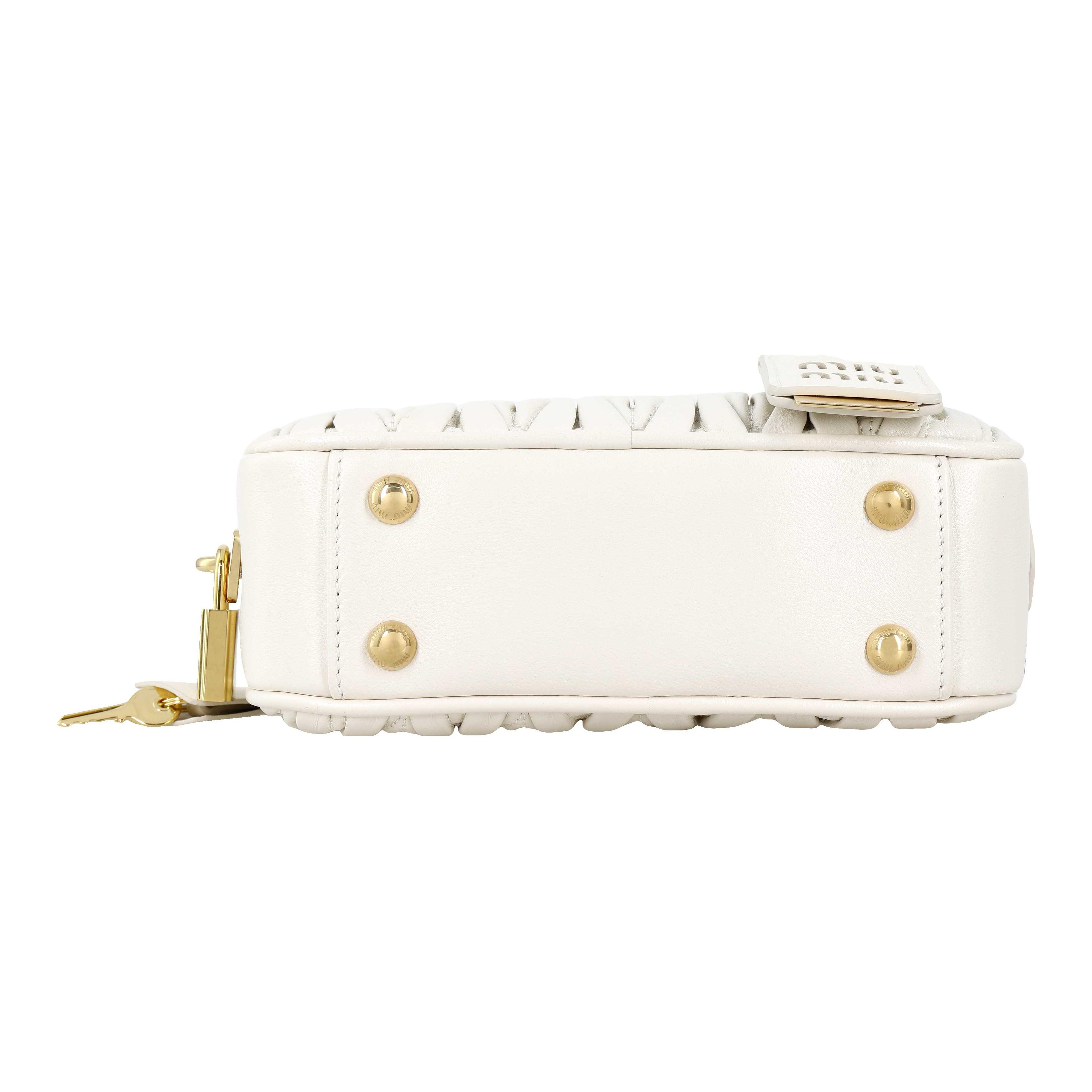MIU MIU Matelasse Nappa Leather Top-Handle White - POIZON