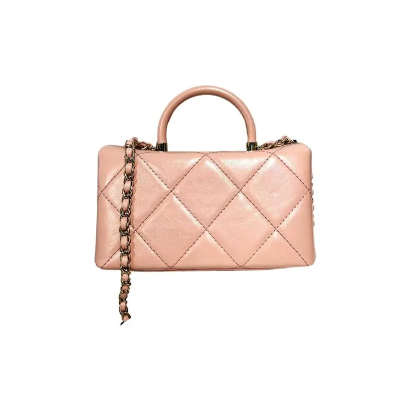 CHANEL Shiny Calfskin Box-Shaped Bag Shoulder Bag Crossbody Bag Handbag Mini Women's Pink-1