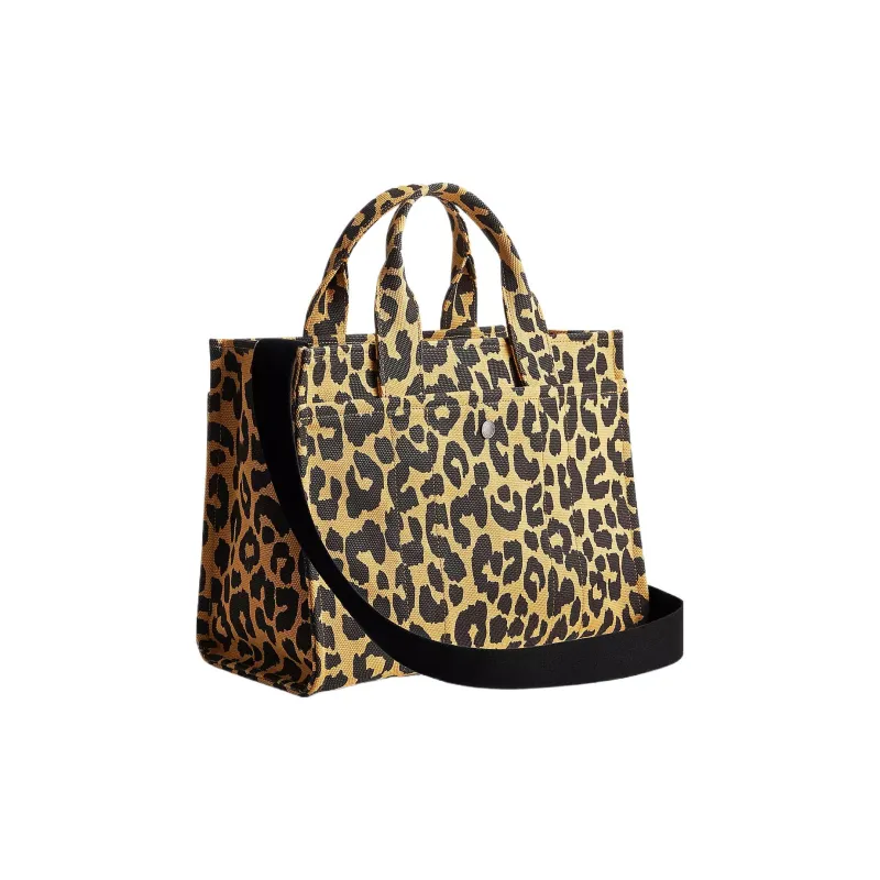 COACH Cargo Fabric Tote Canvas Bag Shopping Bag One Shoulder Handbag Large Size Women's _Nsec Black & Yellow-1