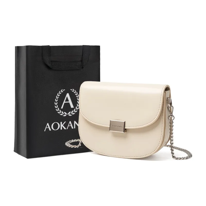 AOKANG Cow Leather Crossbody Bag Women's Caramel/Hepburn Black/Milkshake White/Cream Apricot-10