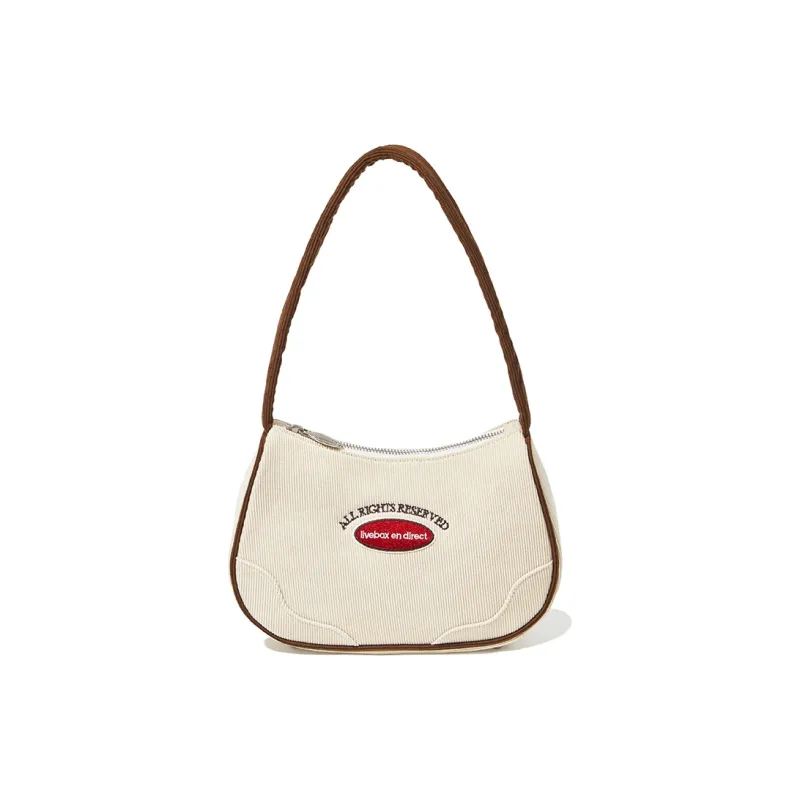 LIVEBOX EN DIRECT Corduroy Shoulder Bag Small Bag Shoulder Bag Small Size Women's Ecru Dark Coffee-1
