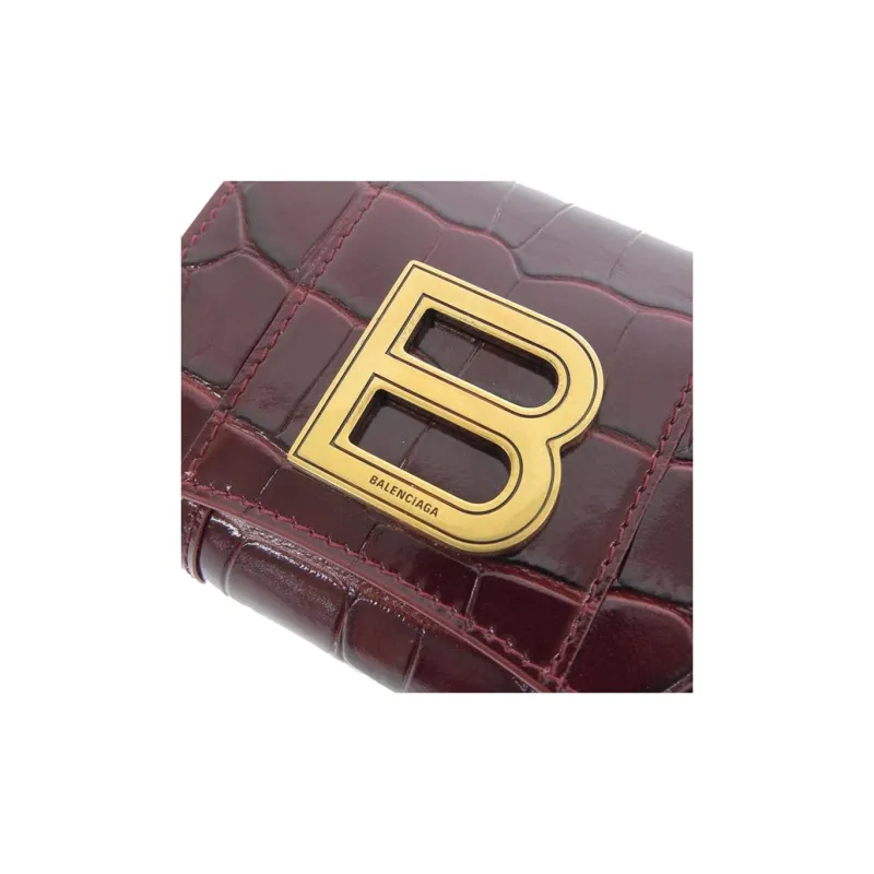Balenciaga Leather Wallet Mini Women's Red-5