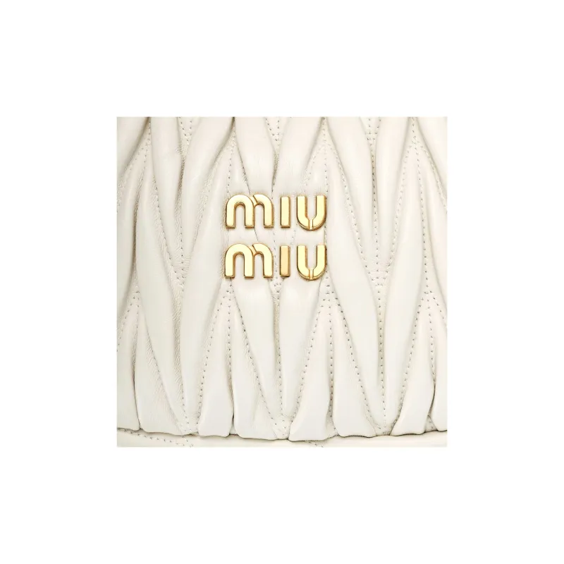 MIU MIU Wander Series Soft Sheep Leather Hobo Bag, Shoulder Bag, Crossbody Bag Regular Women's White-4