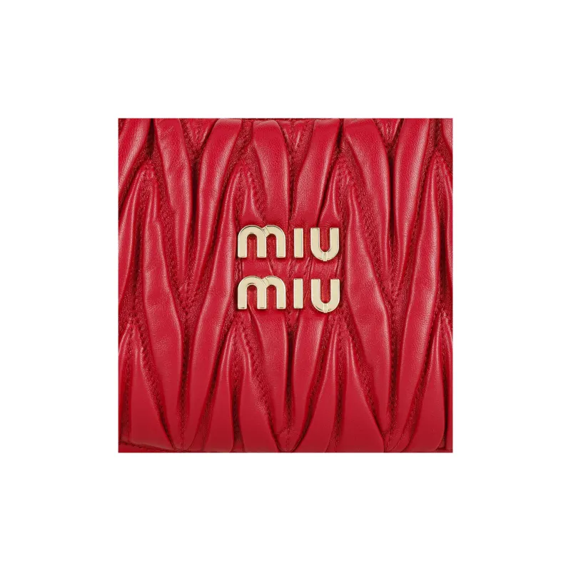 MIU MIU Sheepskin Hobo Shoulder Bag Women's Red-5