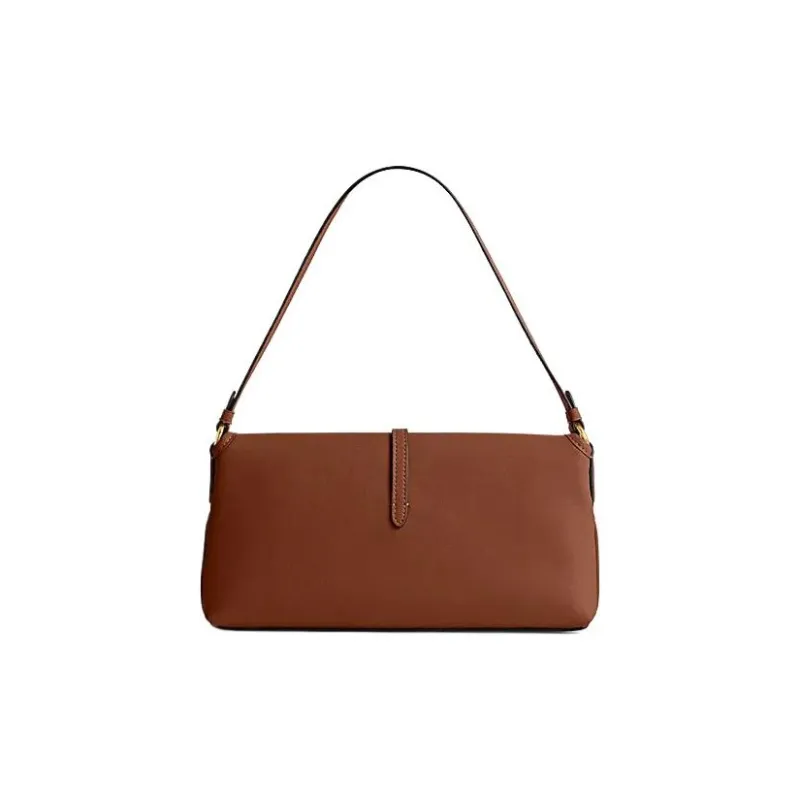 COACH Hamptons Cow Leather Handbag Medium Size Women's Brown-2