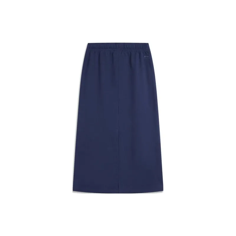 LiNing Weekend Youth Knit Long Skirt Women's Dark Ship Blue-1