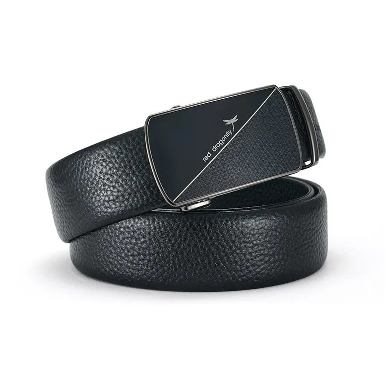 RED DRAGONFLY Business Casual Office Commute Cow Leather Automatic Buckle Men's Belt Men's Width 3.5cm-3