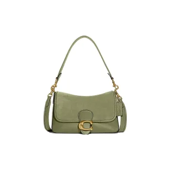 COACH Soft Tabby Cow Leather With Cow Split Leather Handbag, Shoulder Bag Women's Moss Green