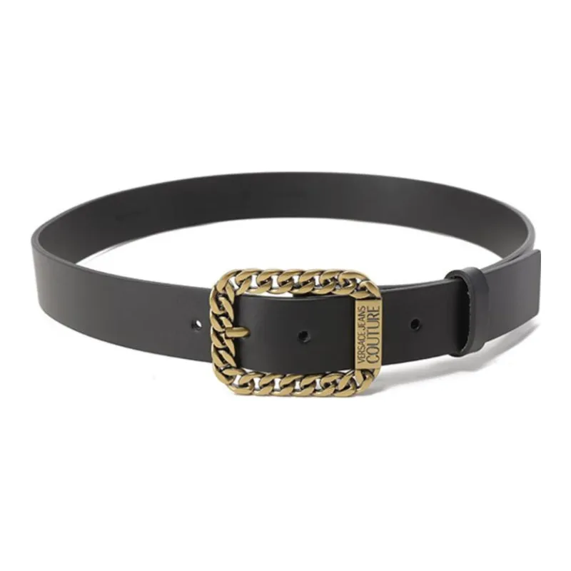 VERSACE JEANS COUTURE Chain Buckle Vintage Trimmable Leather Belts Men's Width 3.5cm-2