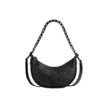 COACH Mira PVC Crescent Bag Portable Crossbody Bag Shoulder Bag Medium Size Women's Charcoal Black & Black