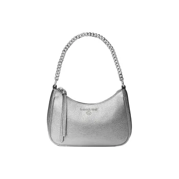 MICHAEL KORS Leather Clutch Small Size Women's Silver