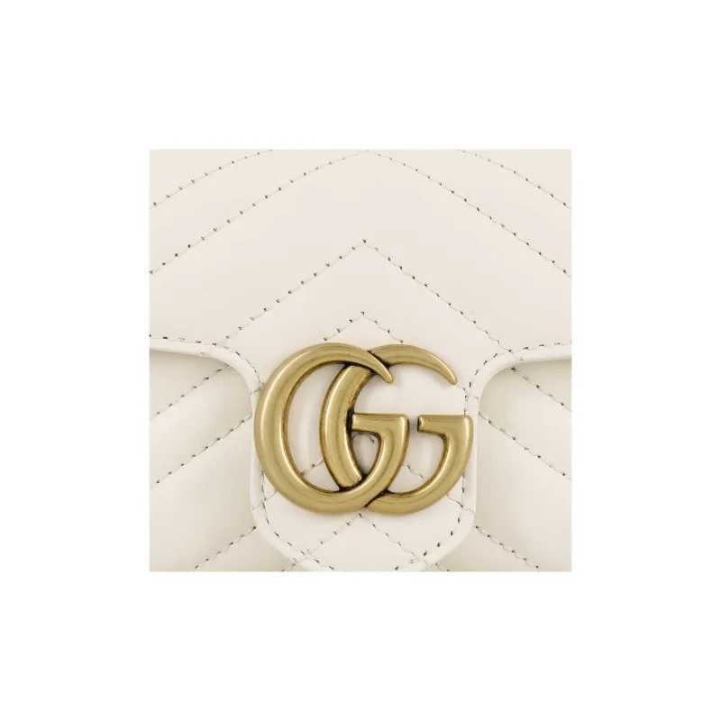 GUCCI GG Marmont Leather Crossbody Bag, Shoulder Bag Extra Mini Women's White-5