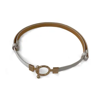 Youyoulan No-Hole Sweater Denim Decoration Sweet Style Cow Leather Leather Belts Women's Width: 1.3cm