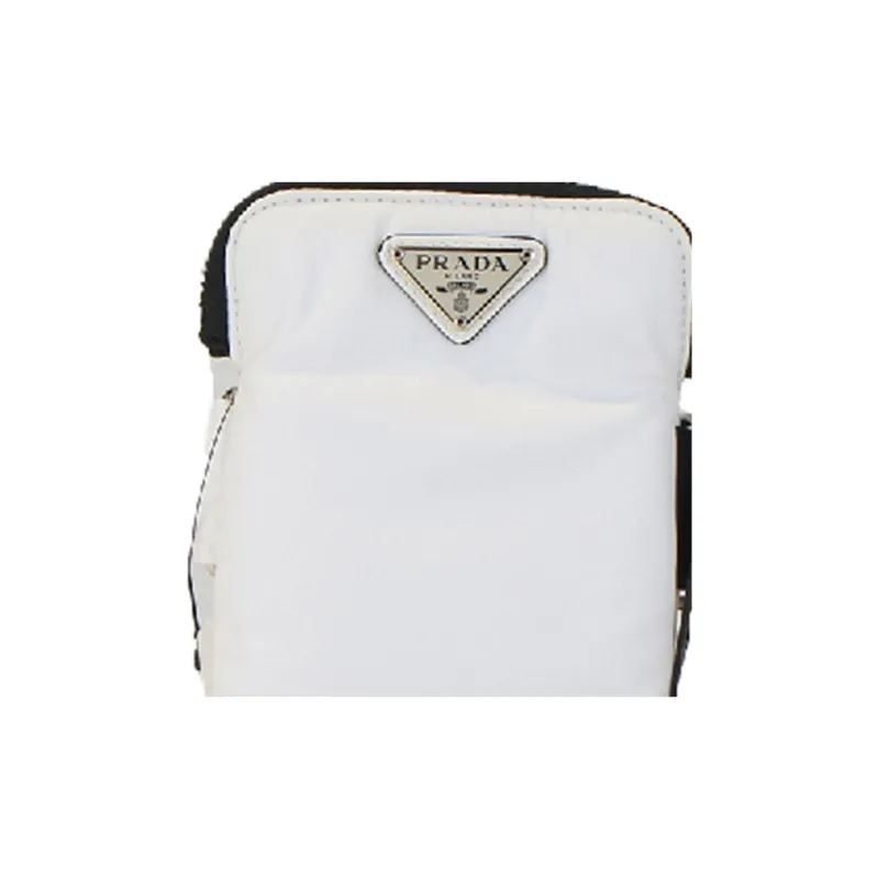 PRADA Nylon Cell Phone Pouch Unisex White-5