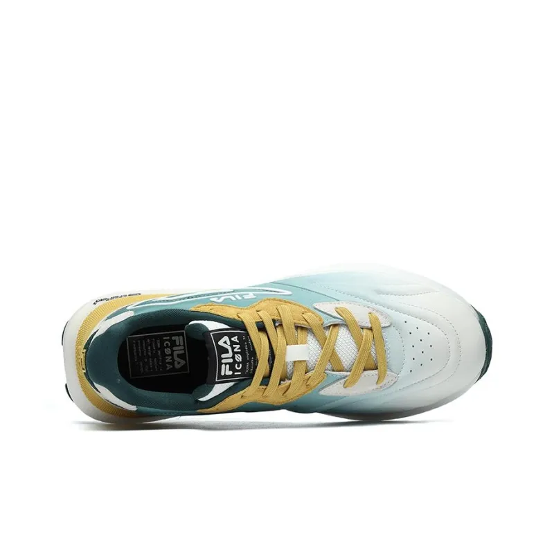 FILA Flusso Anti-Slip And Wear-Resistant Coverage Low-Top Casual Shoes Men's White Yellow-3