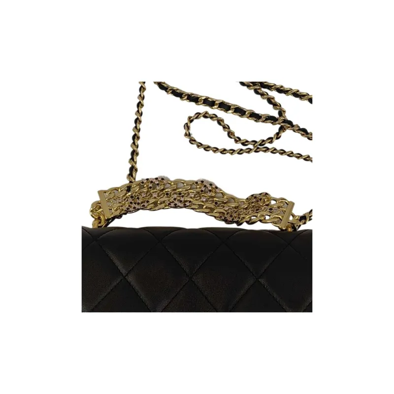 CHANEL Lambskin Flap Bag, Shoulder Bag, Crossbody Bag Women's Black-2