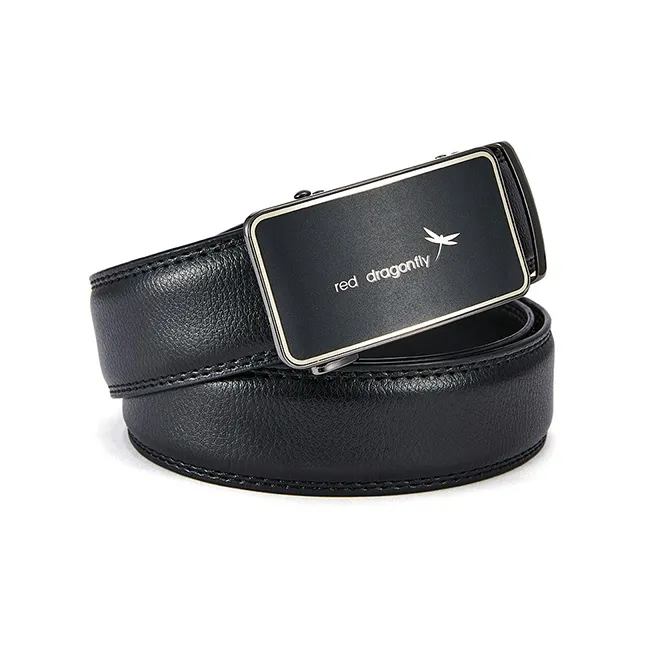 RED DRAGONFLY Fashion Trend Belt Cow Leather Genuine Leather Automatic Buckle Trimmable Belt Men's Width 3.5-2